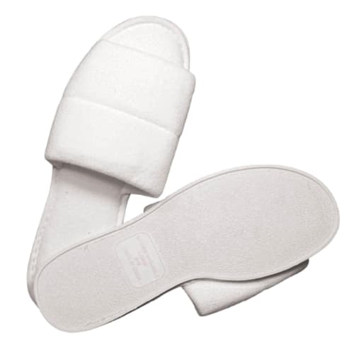 Pantuflas de Felpa Kartri, Punta Abierta para Hombre, Suela de PVC, en Blanco